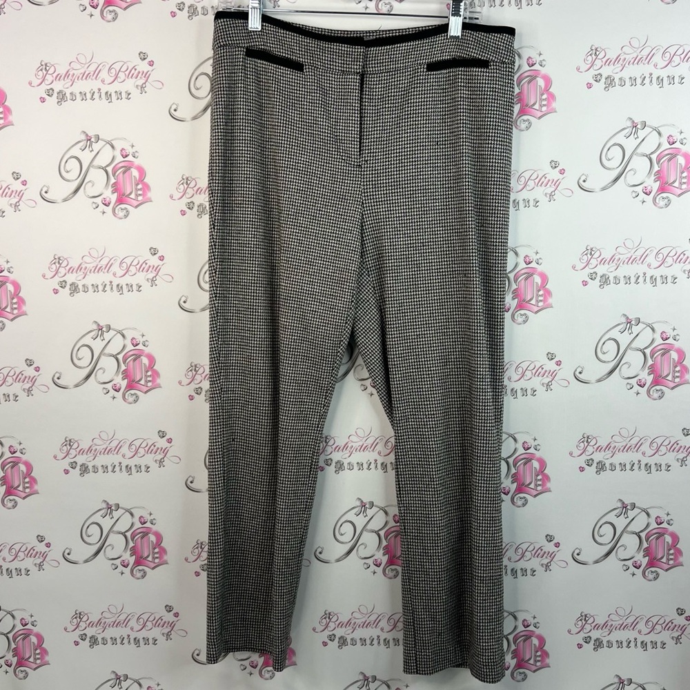 Laura pants houndstooth Elegant Black and White Checkered pockets Trousers